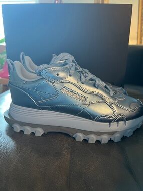 Cardi B and Reebok Women's Metallic Sky Blue Lace-Up Sneakers